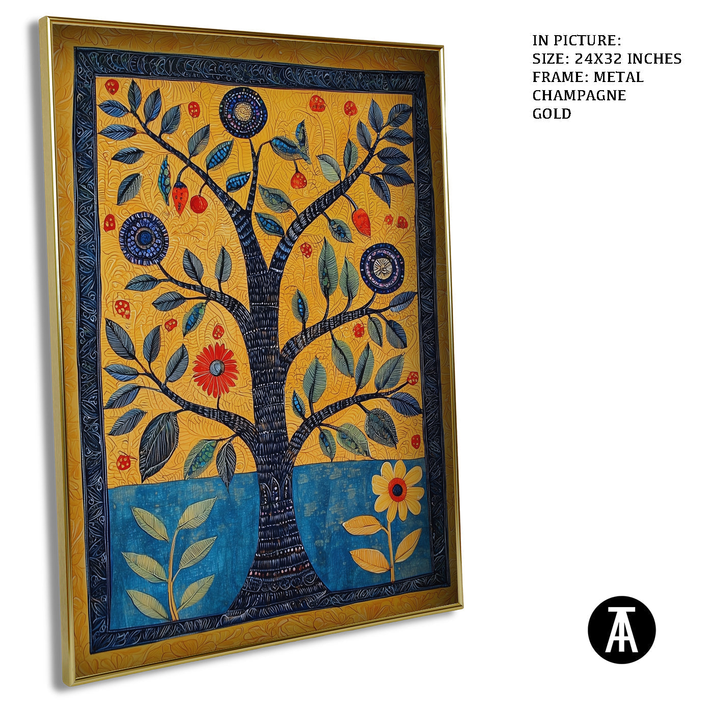 Artwork in Light Brown Frame