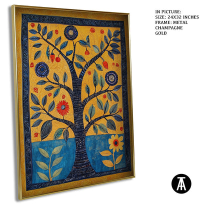 Artwork in Light Brown Frame