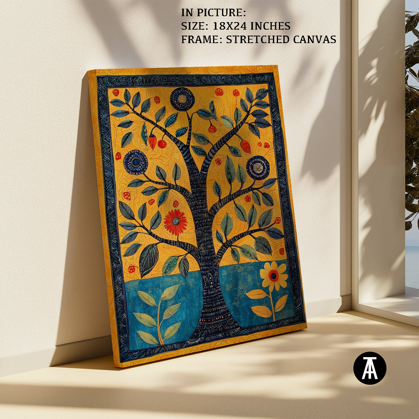 Artwork in Natural Wood Frame