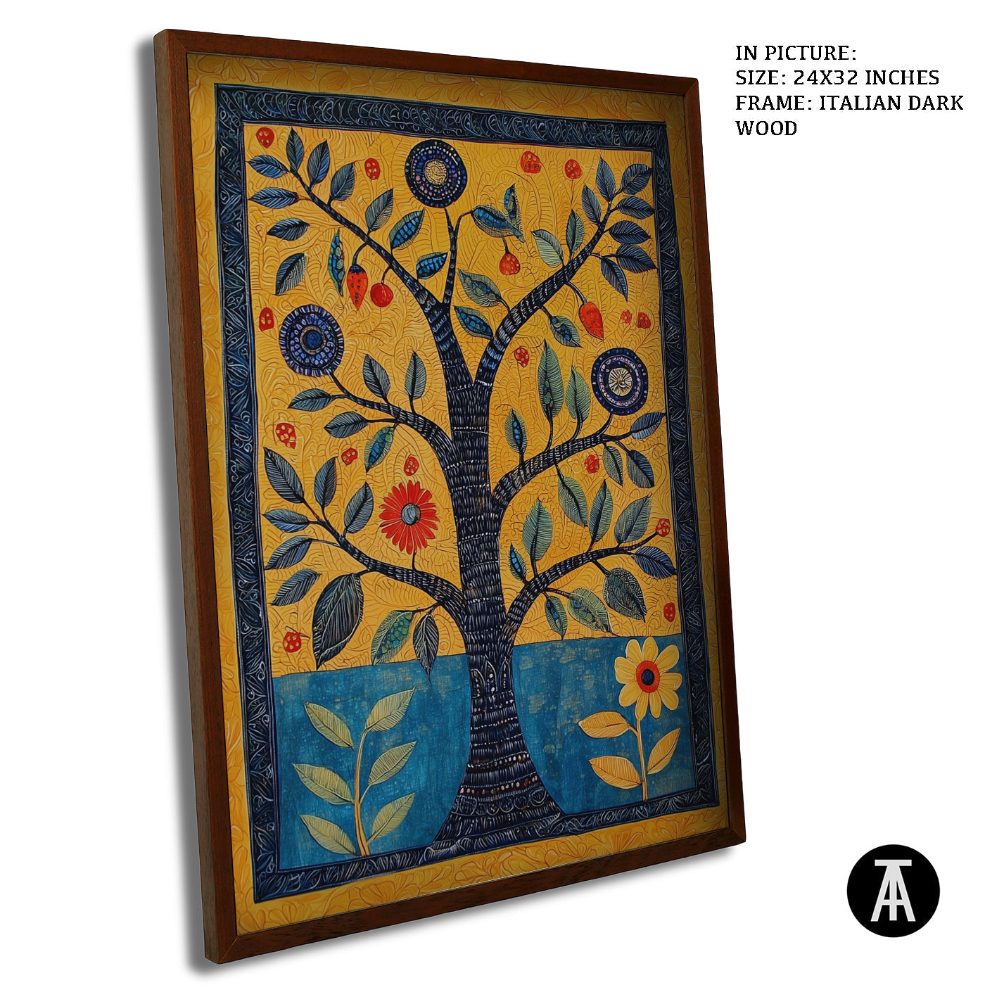 Artwork in Dark Wood Frame