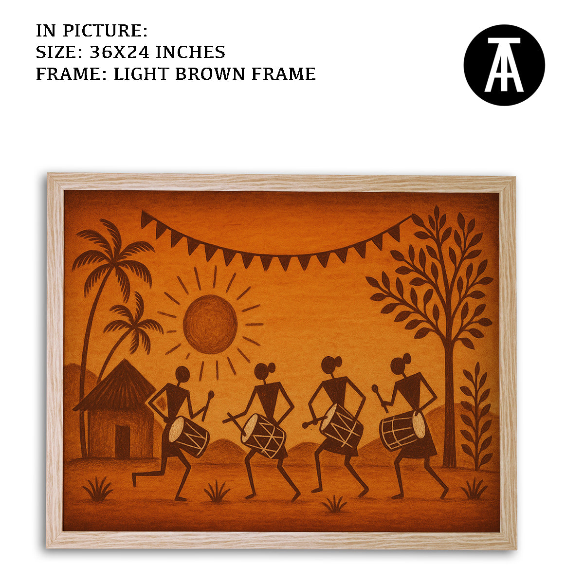 Artwork in Light Brown Frame