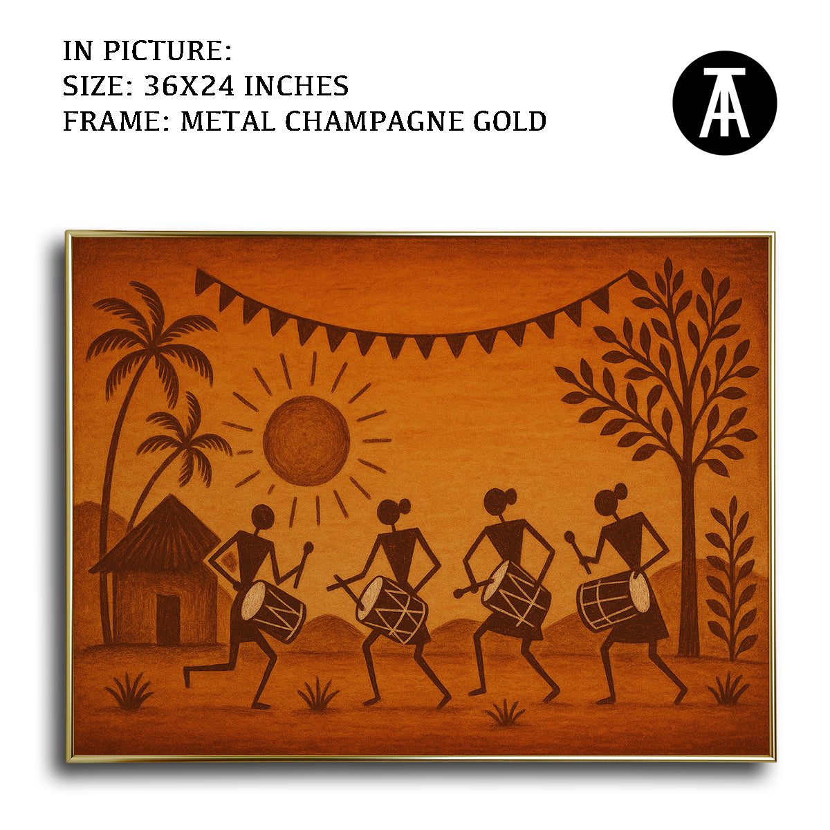 Artwork in Metal Champagne Gold Frame