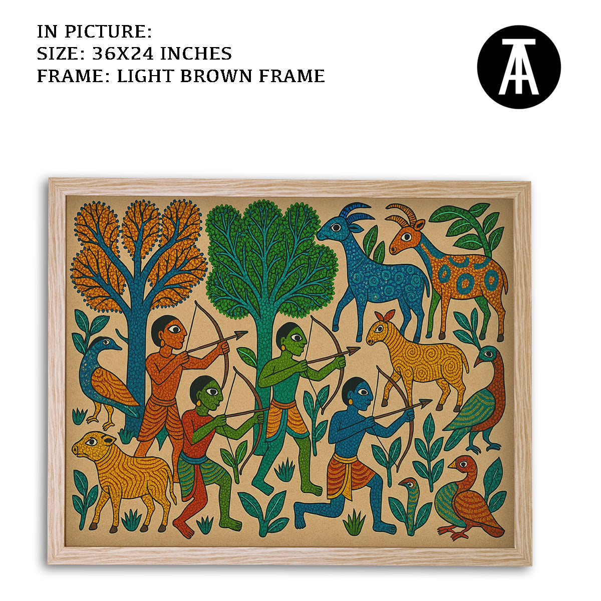Artwork in Light Brown Frame
