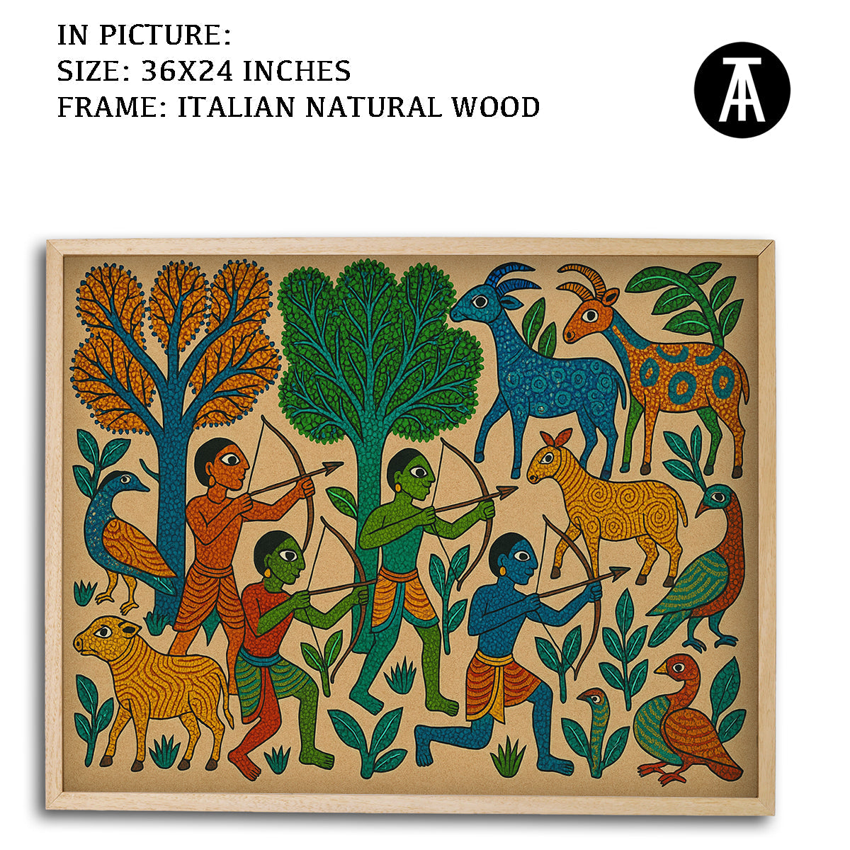 Artwork in Natural Wood Frame