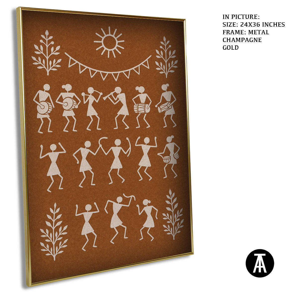 Artwork in Metal Champagne Gold Frame