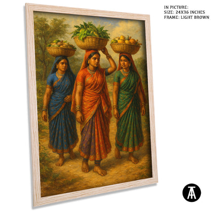 Artwork in Light Brown Frame
