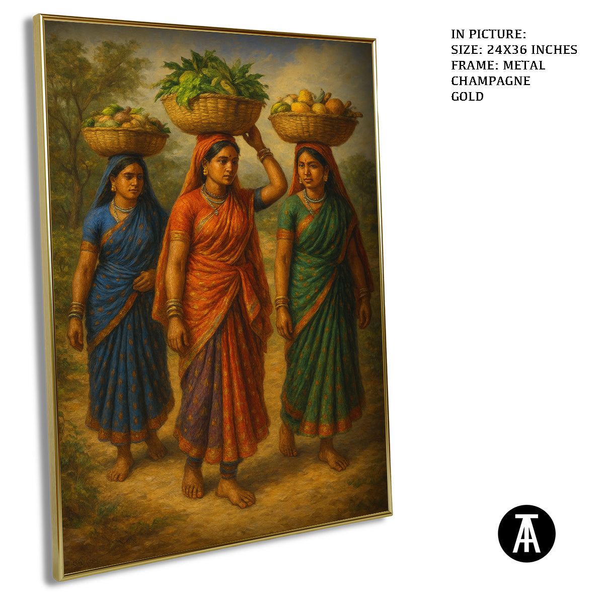 Artwork in Metal Champagne Gold Frame