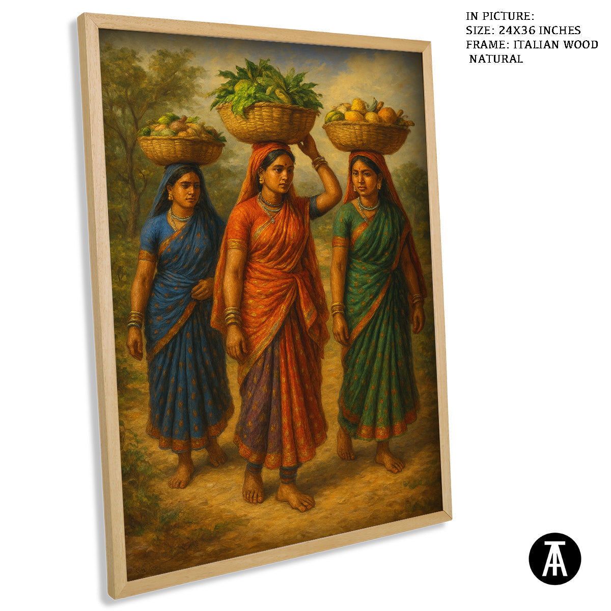Artwork in Natural Wood Frame