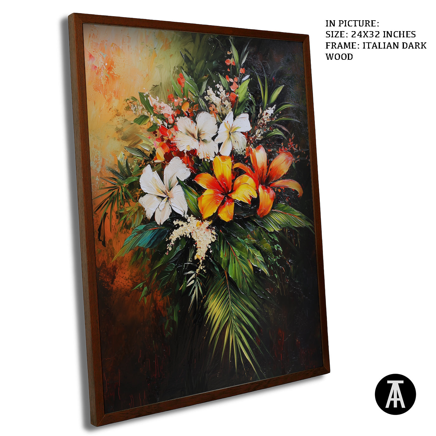 Artwork in Dark Wood Frame