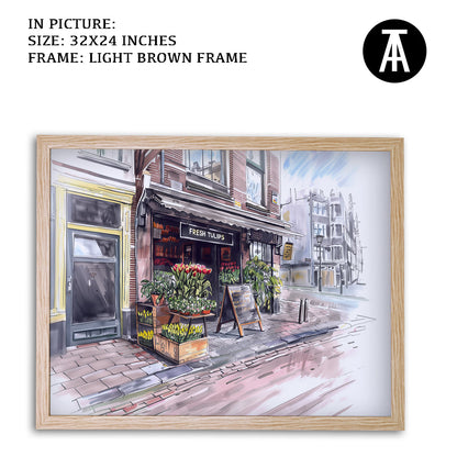 Artwork in Dark Brown Frame