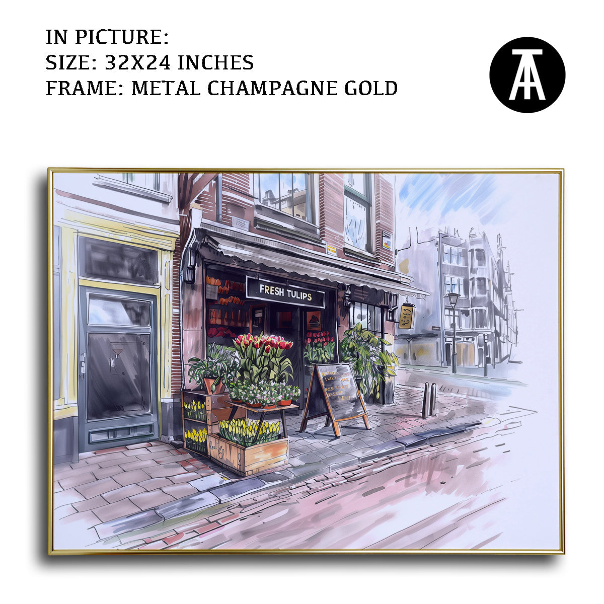 Artwork in Light Brown Frame
