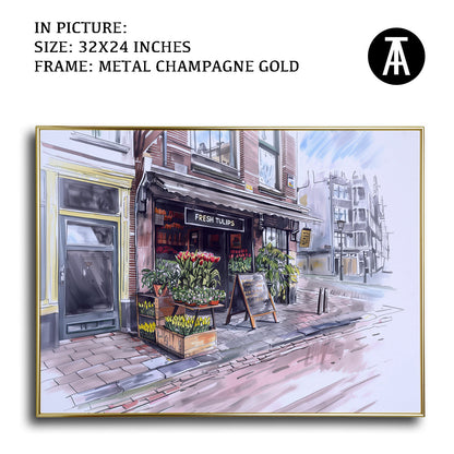 Artwork in Light Brown Frame