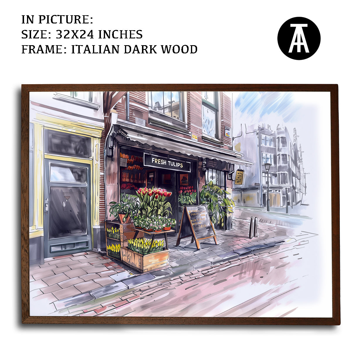 Artwork in Dark Wood Frame