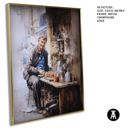Artwork in Light Brown Frame