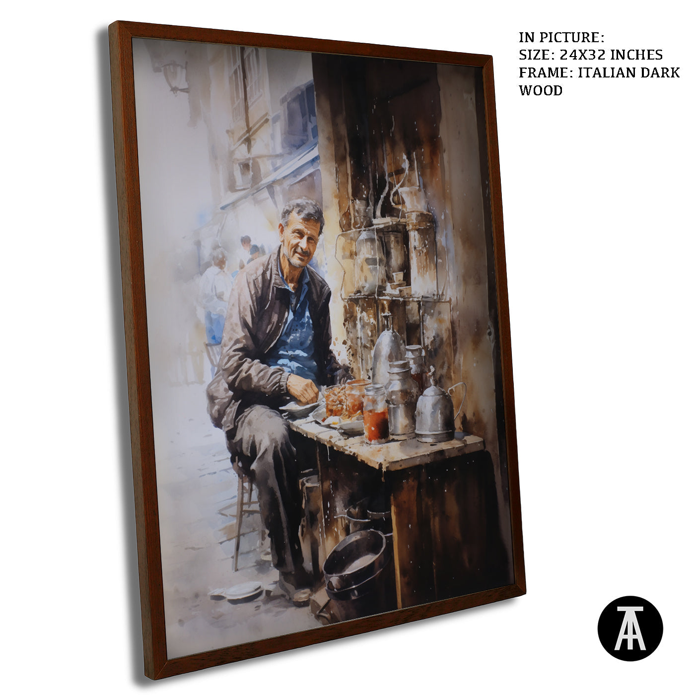 Artwork in Dark Wood Frame