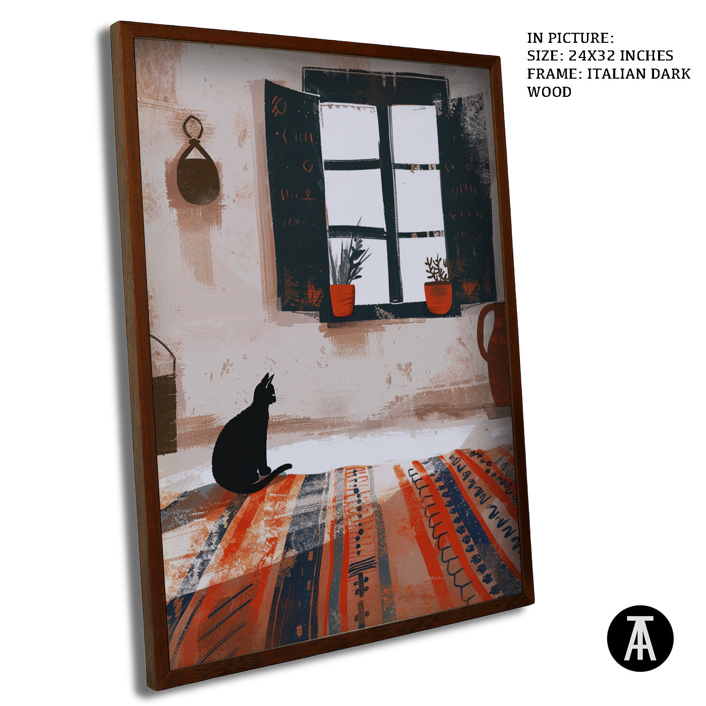 Artwork in Dark Wood Frame