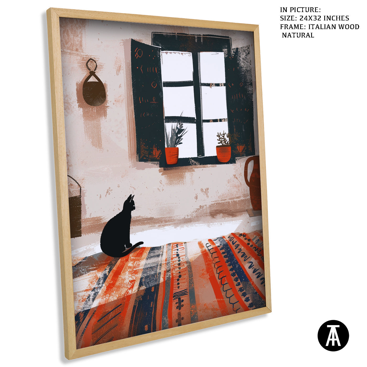 Artwork in Natural Wood Frame