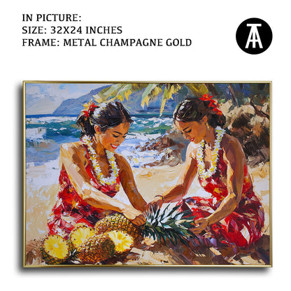 Artwork in Light Brown Frame