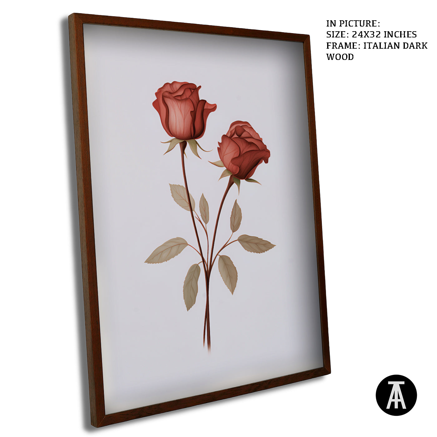 Artwork in Dark Wood Frame