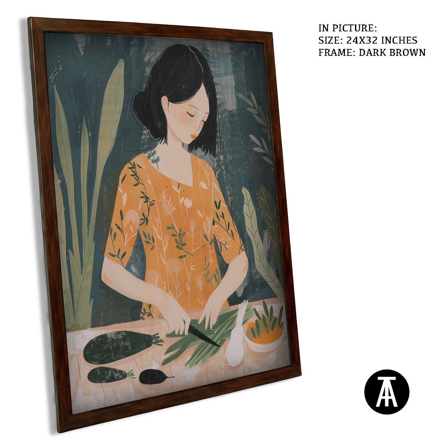 Artwork in Dark Brown Frame