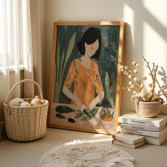 Boho Art Painting in a Lifestyle Setting