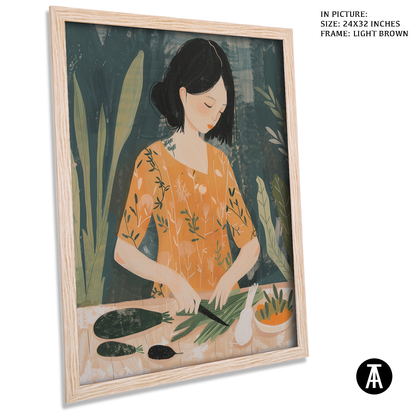 Artwork in Light Brown Frame