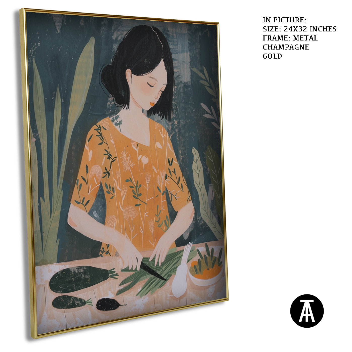 Artwork in Metal Champagne Gold Frame