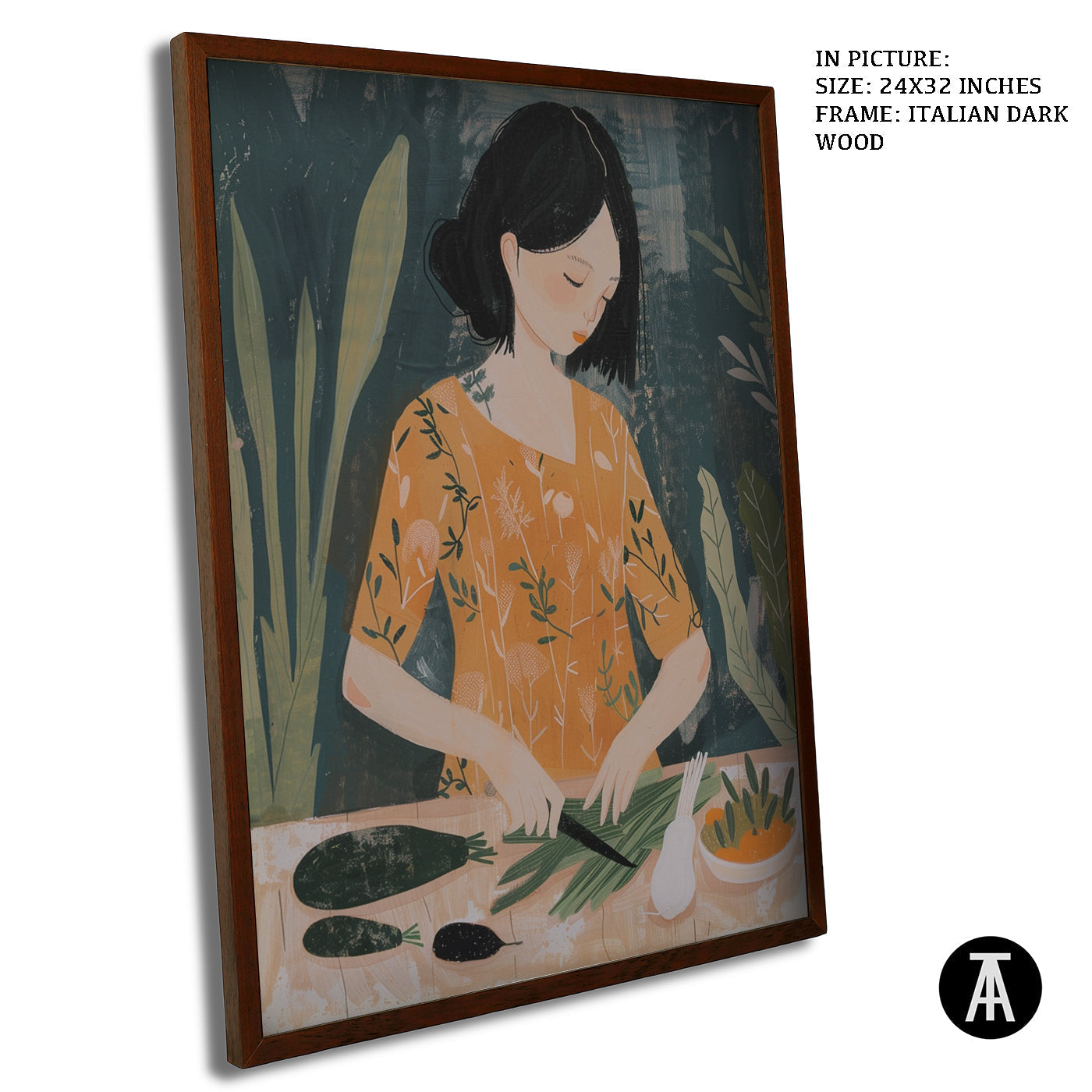 Artwork in Dark Wood Frame