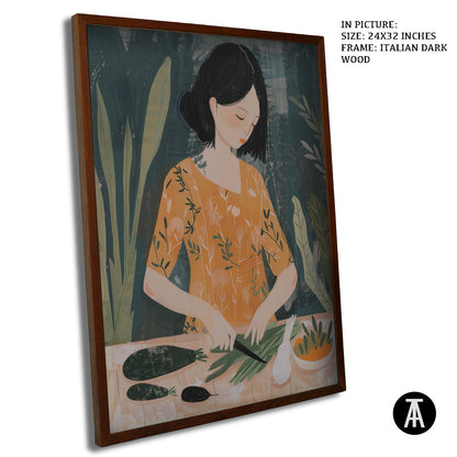 Artwork in Dark Wood Frame
