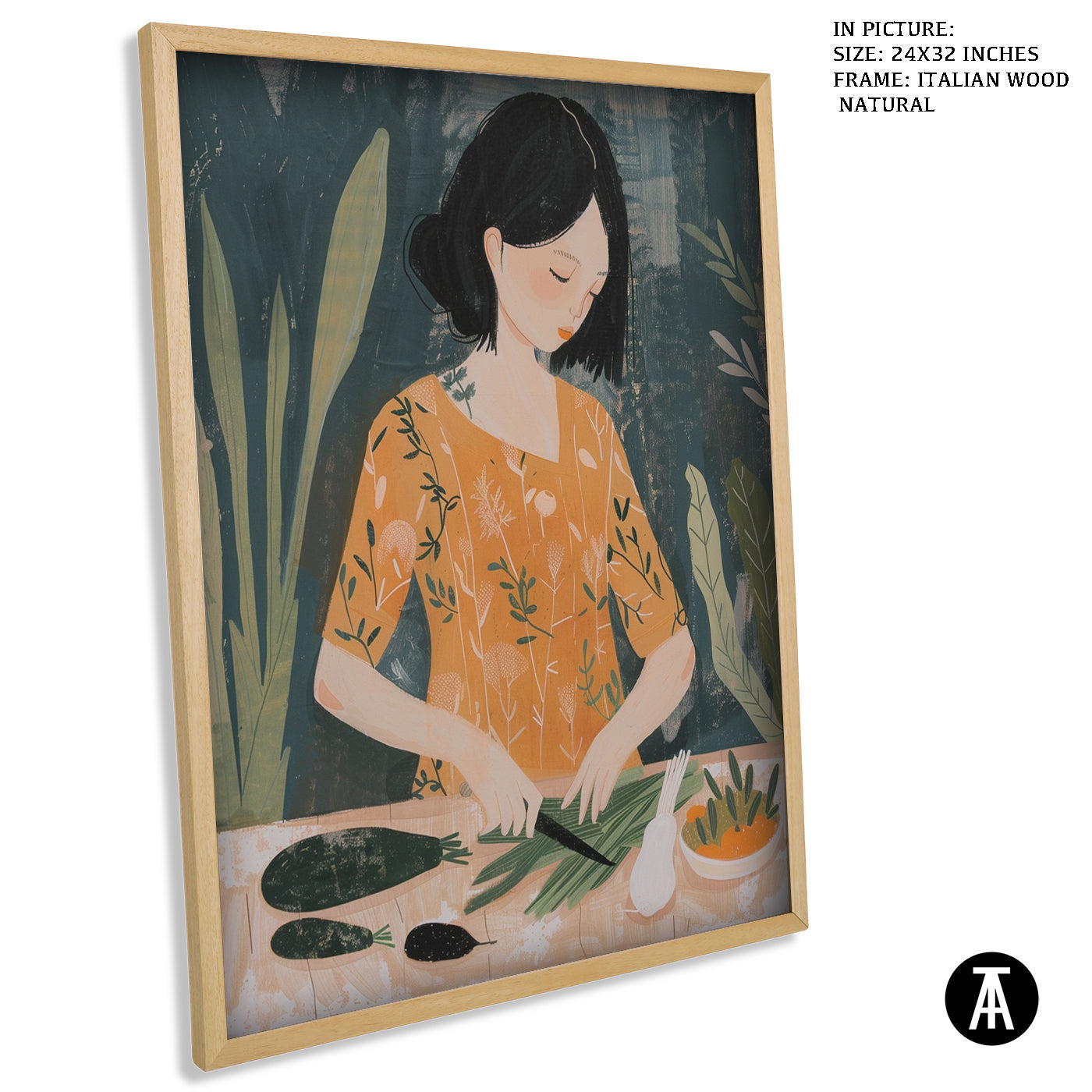 Artwork in Natural Wood Frame