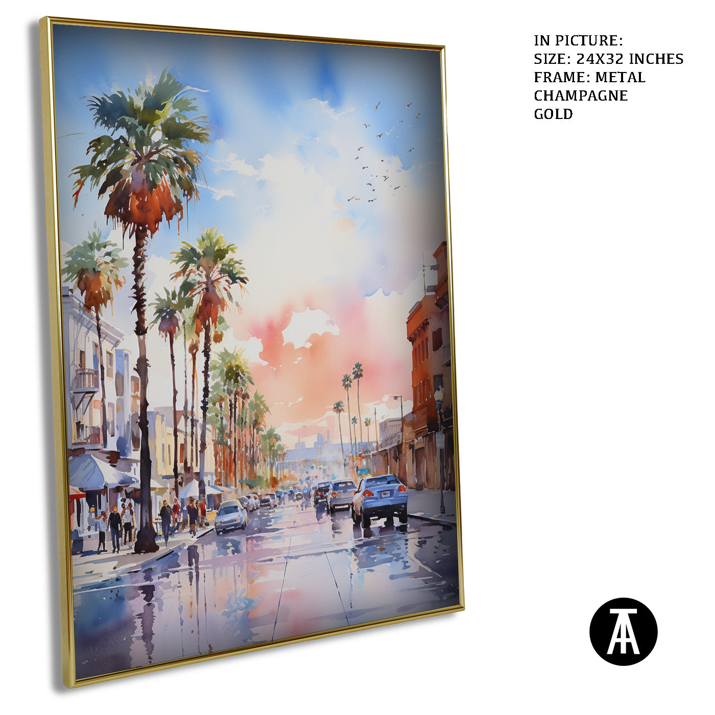 Artwork in Light Brown Frame