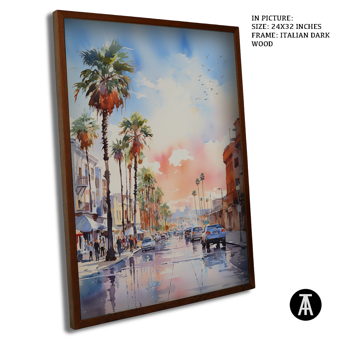 Artwork in Dark Wood Frame