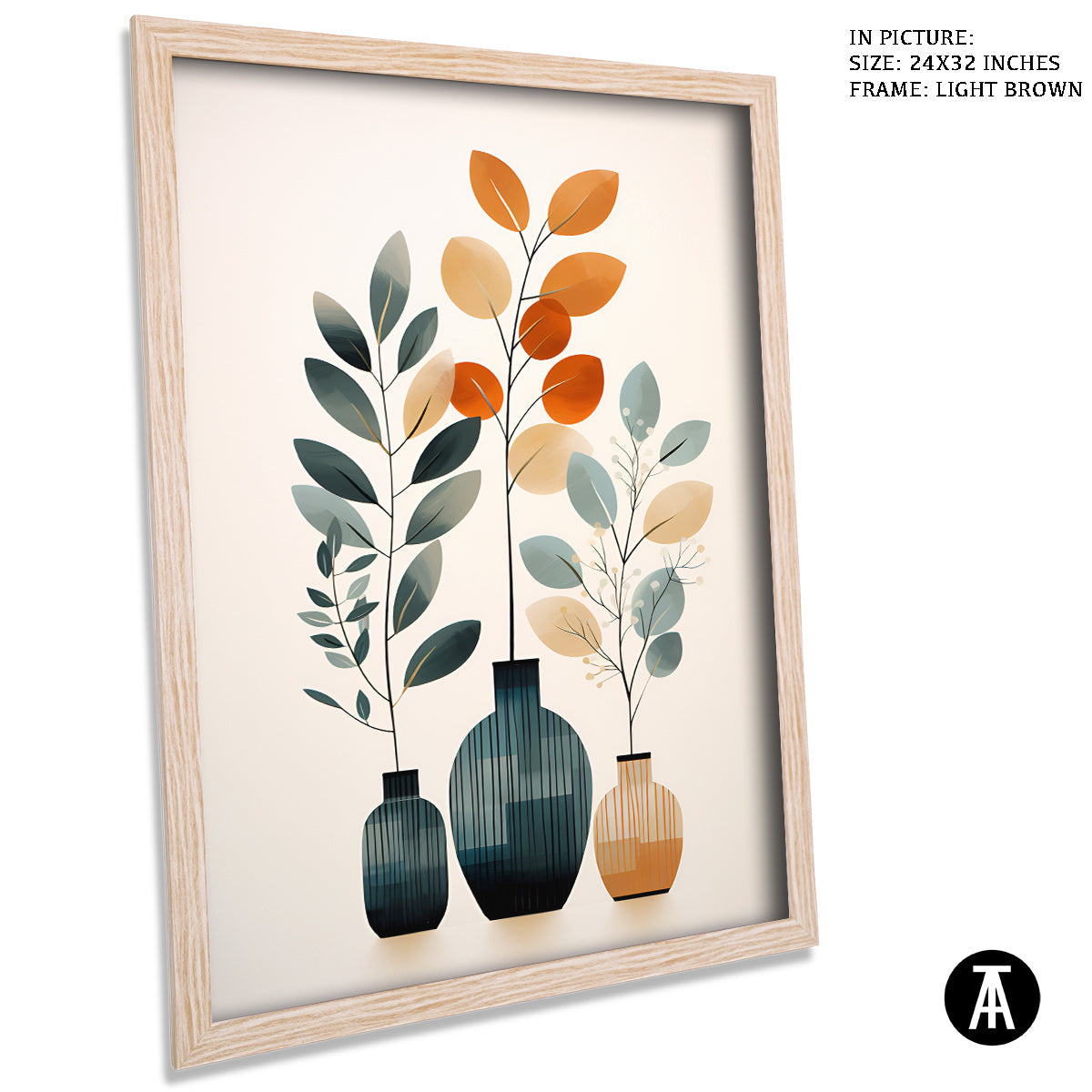 Sample Artwork in Light Brown Frame