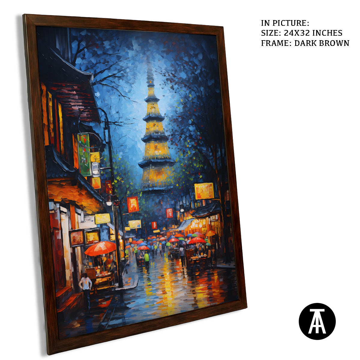Sample Artwork in Dark Brown Frame