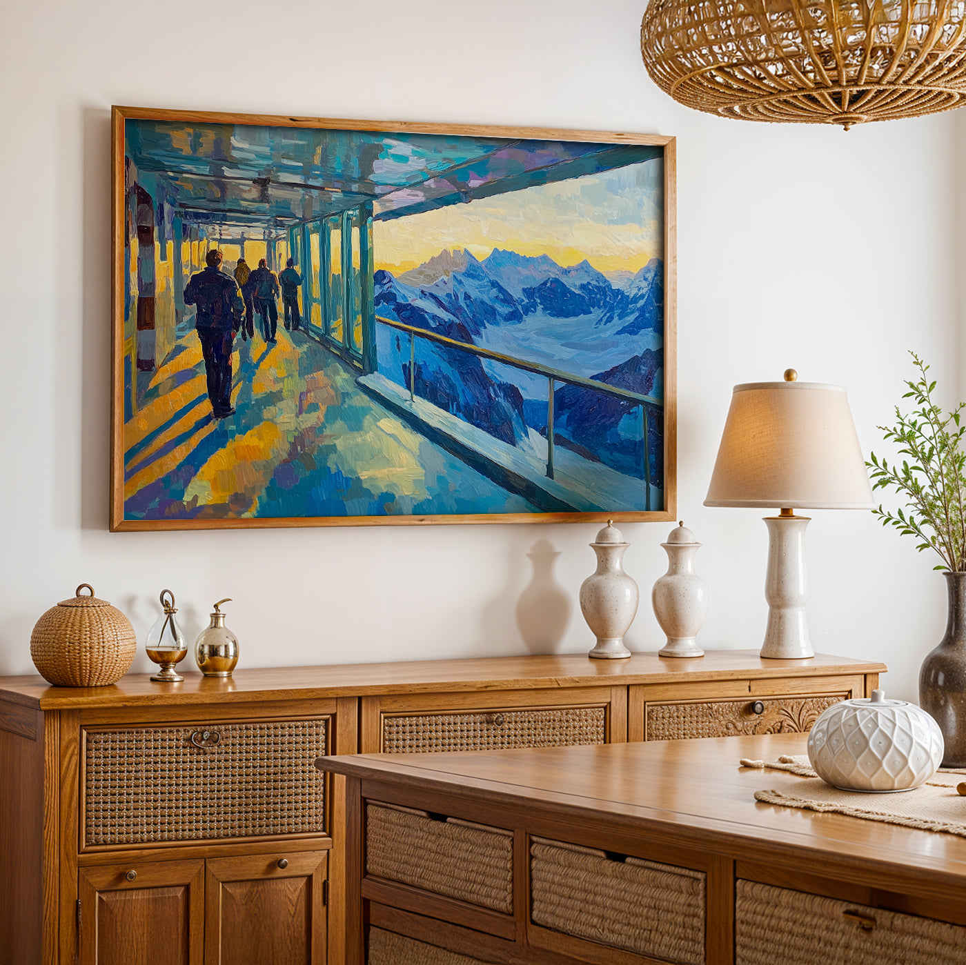 Swiss Alps Painting in a Lifestyle Setting