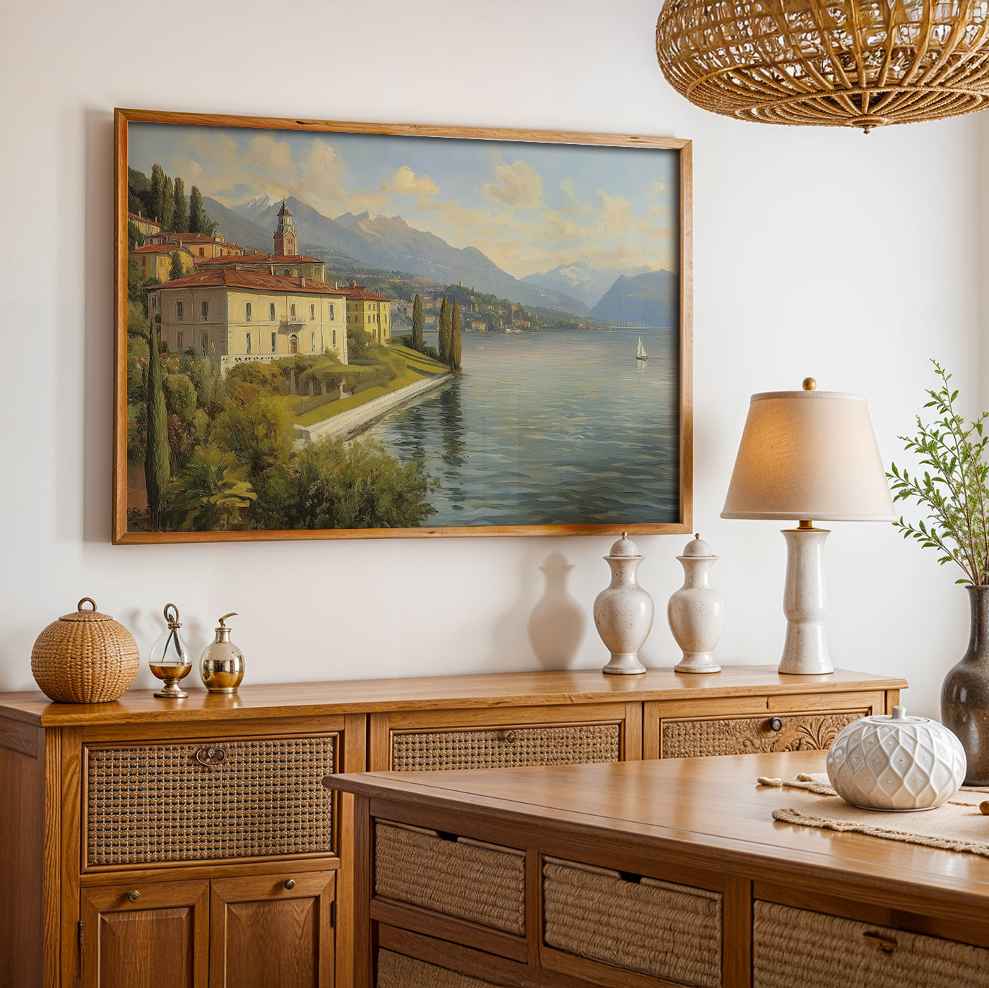 Swiss Alps Painting in a Lifestyle Setting