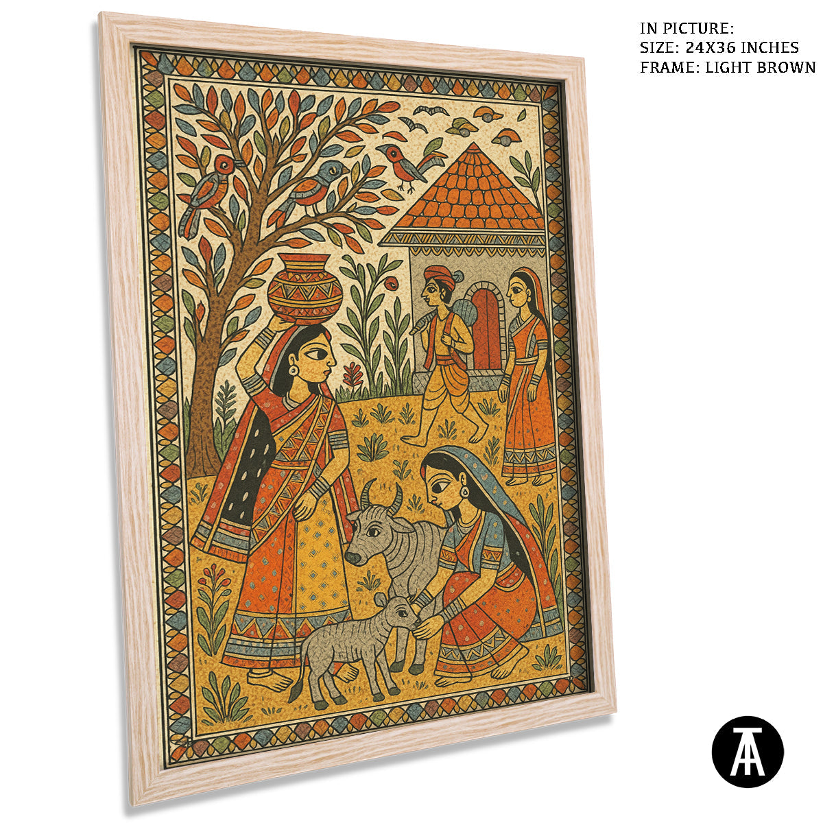 Artwork in Light Brown Frame
