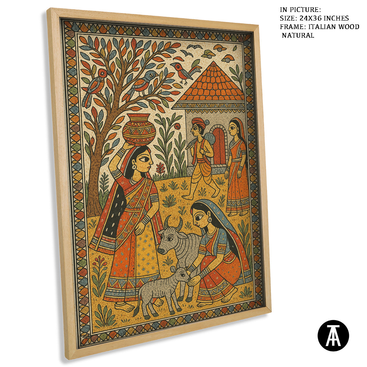 Artwork in Natural Wood Frame
