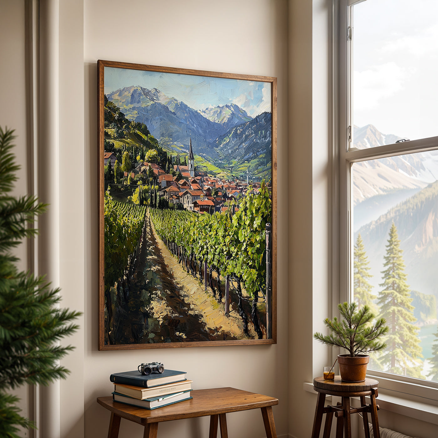 Swiss Alps Painting in a Lifestyle Setting
