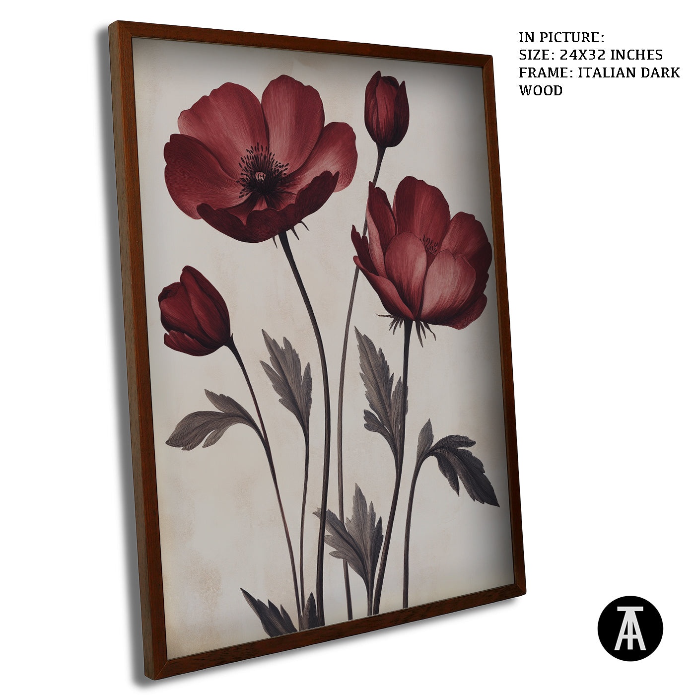 Artwork in Dark Wood Frame
