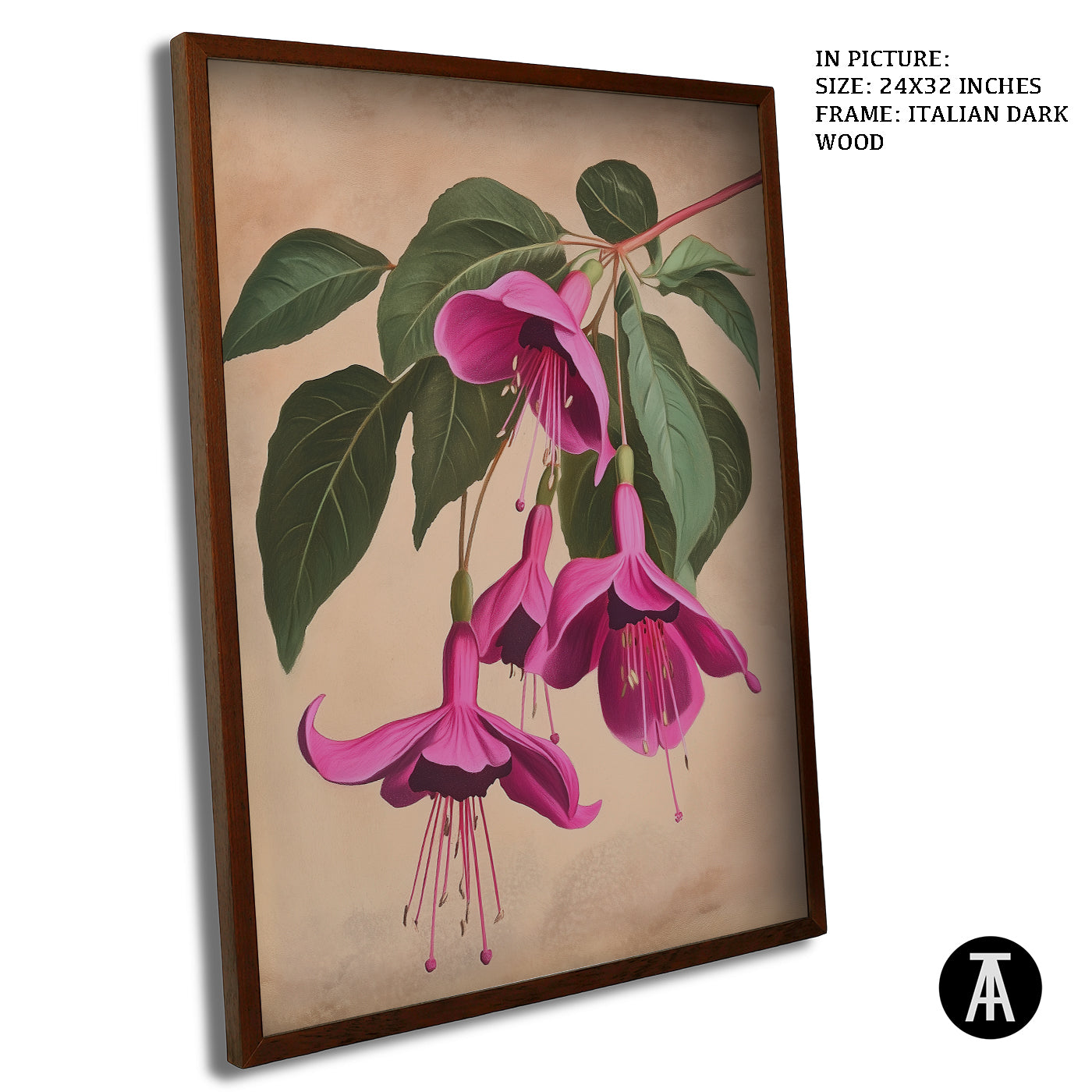 Artwork in Dark Wood Frame