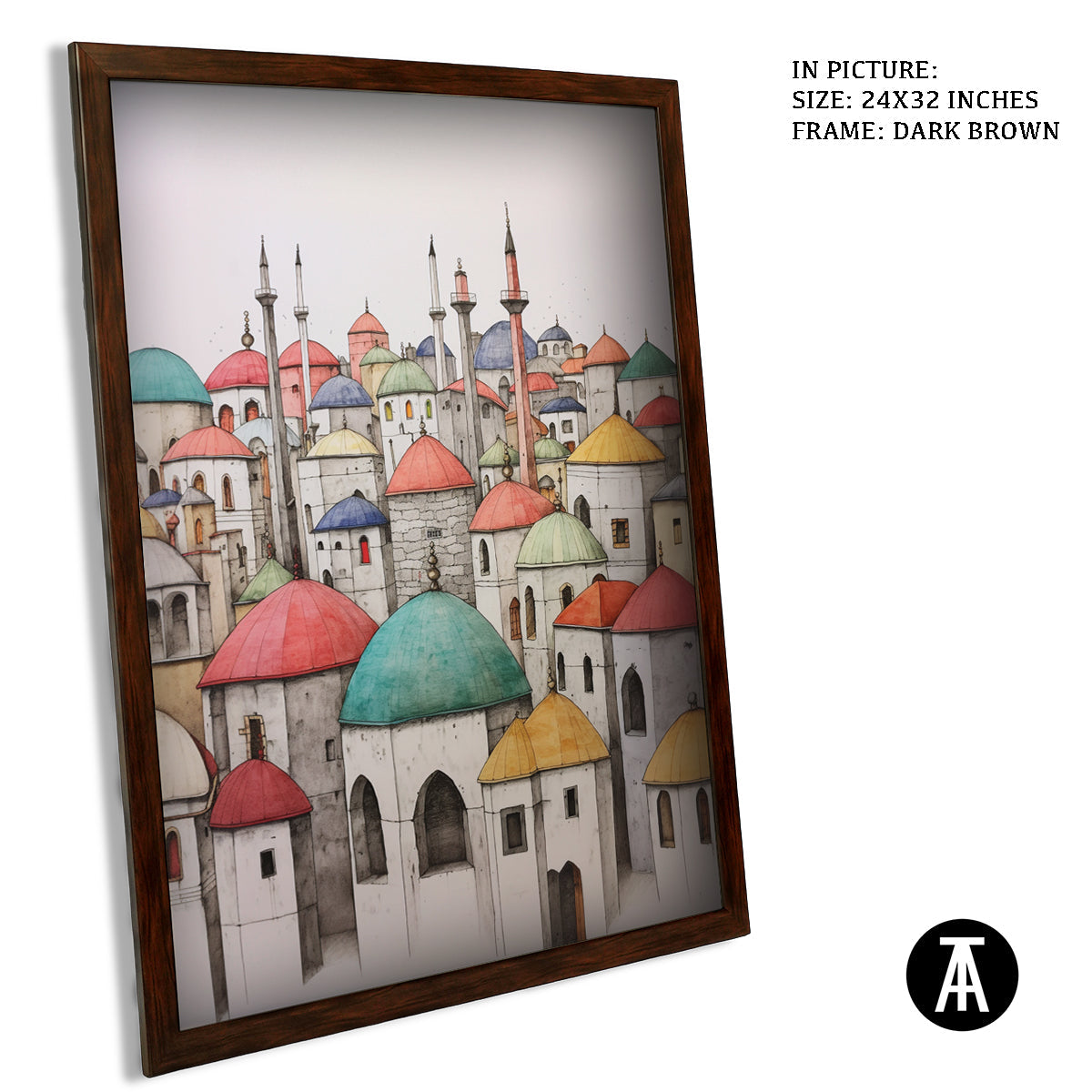 Sample Artwork in Dark Brown Frame