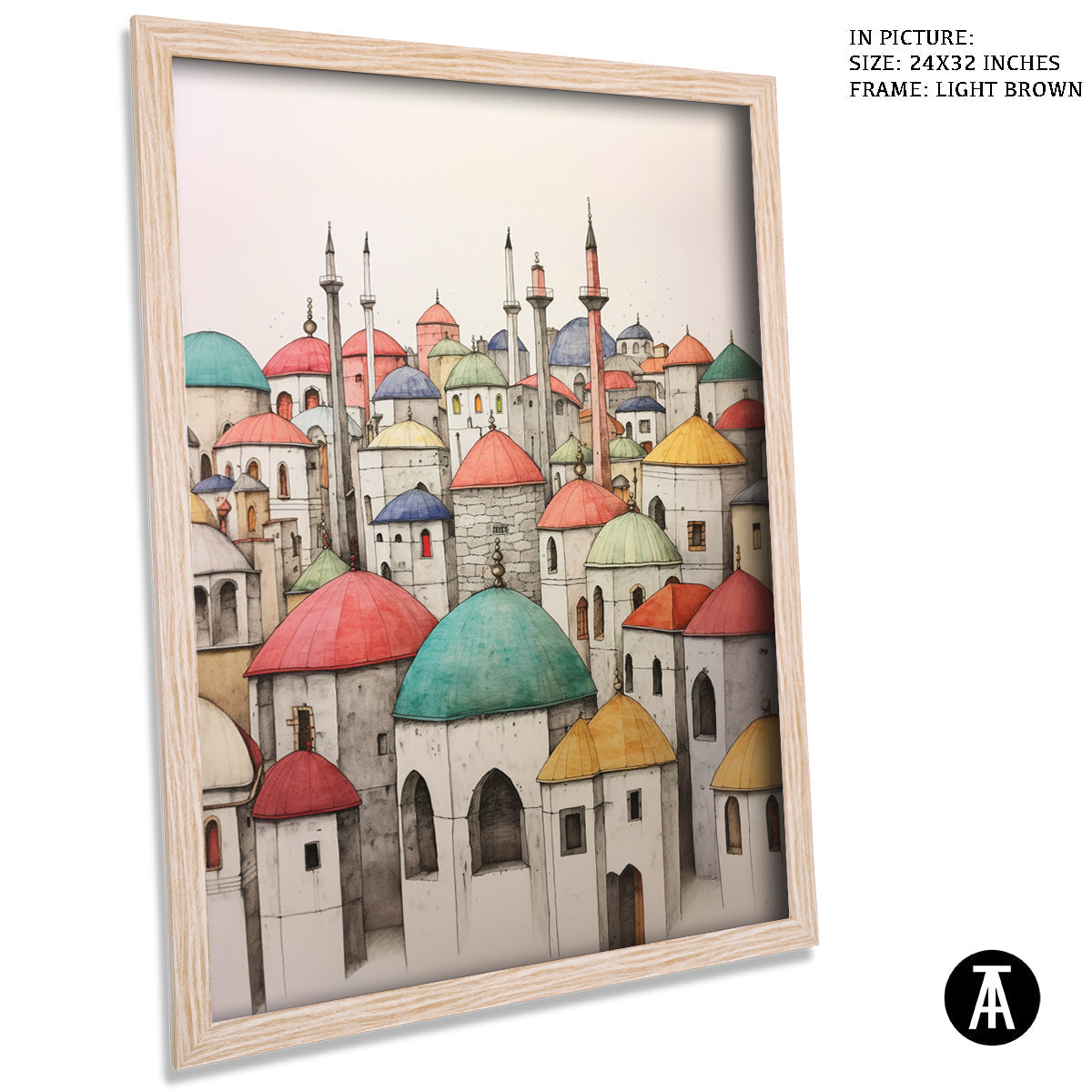 Sample Artwork in Light Brown Frame