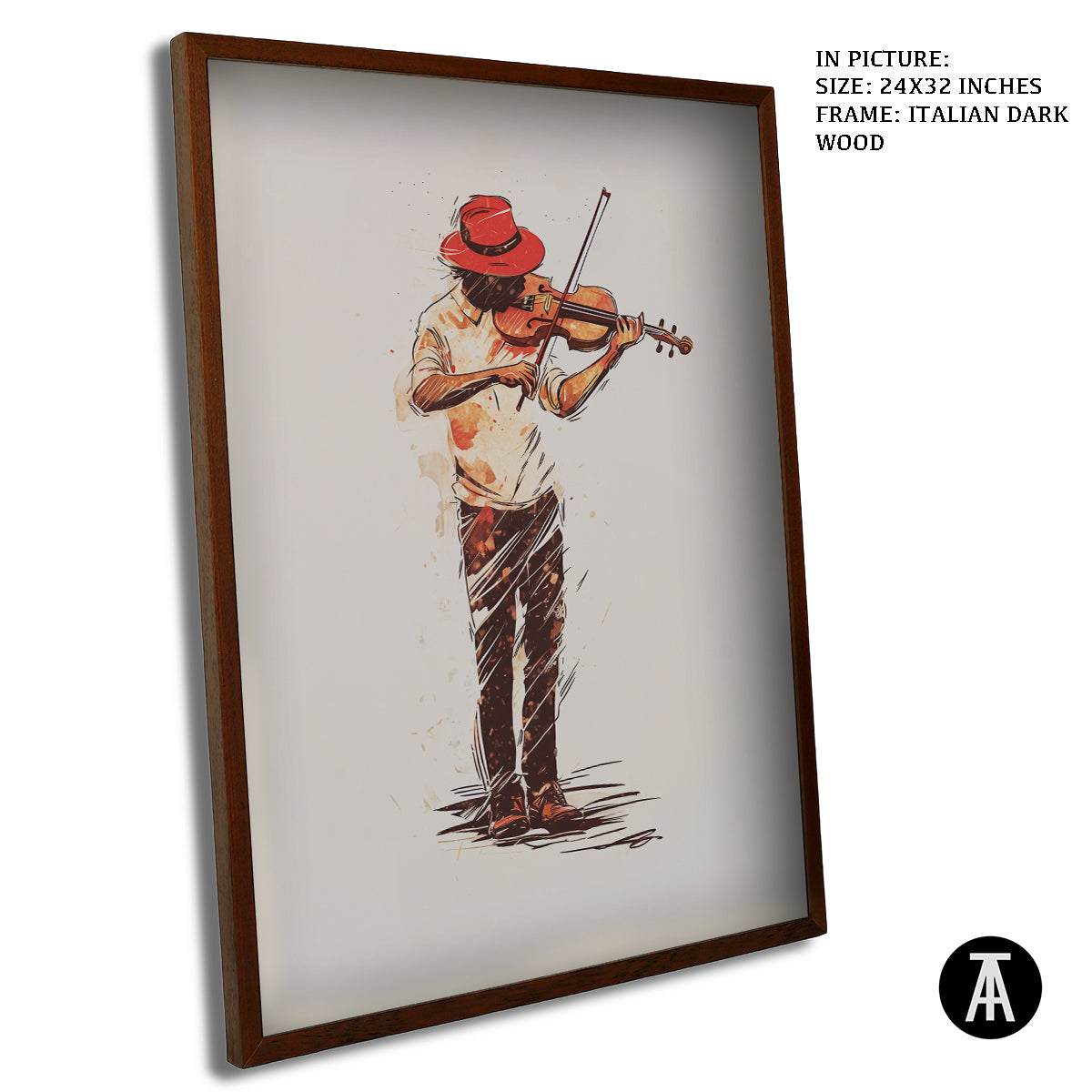 Artwork in Dark Wood Frame