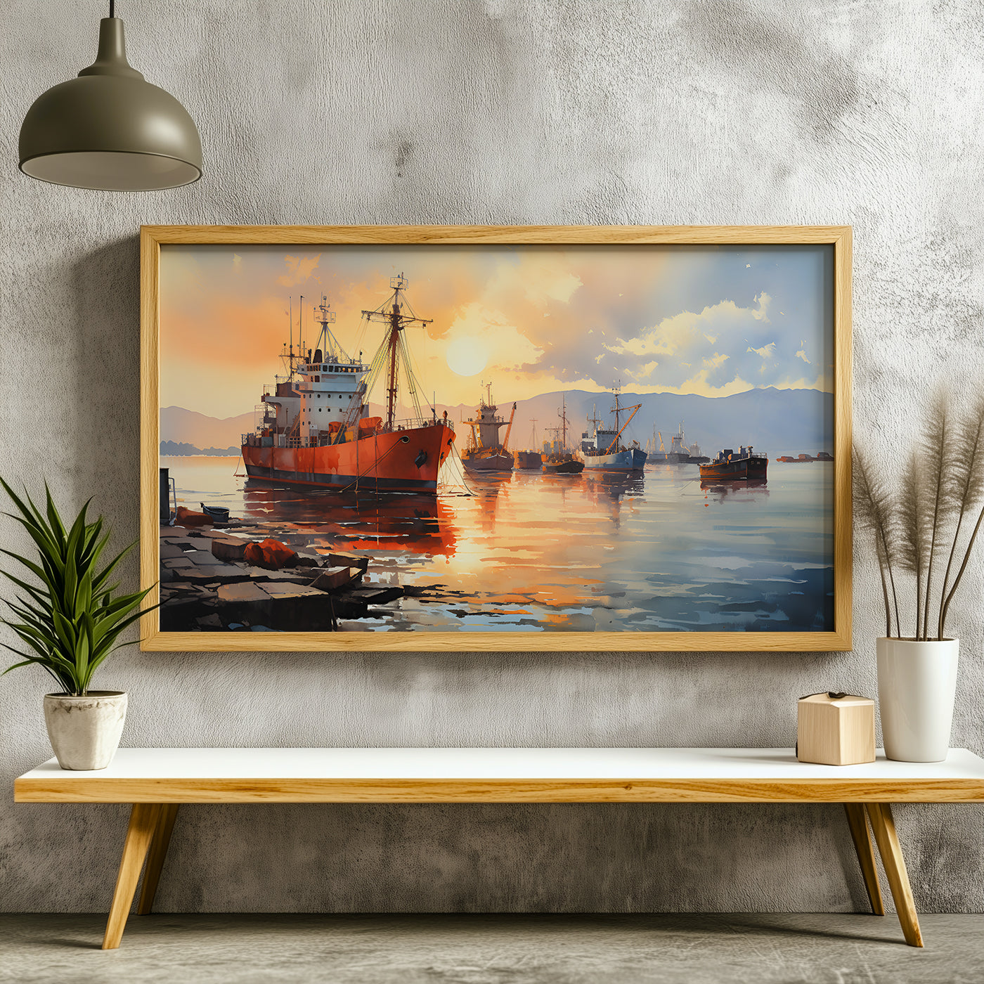 Panoramic Indian Painting in a Lifestyle Setting