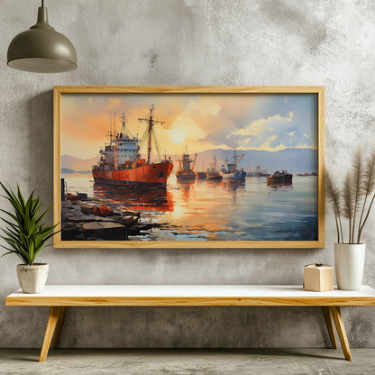 Panoramic Indian Painting in a Lifestyle Setting