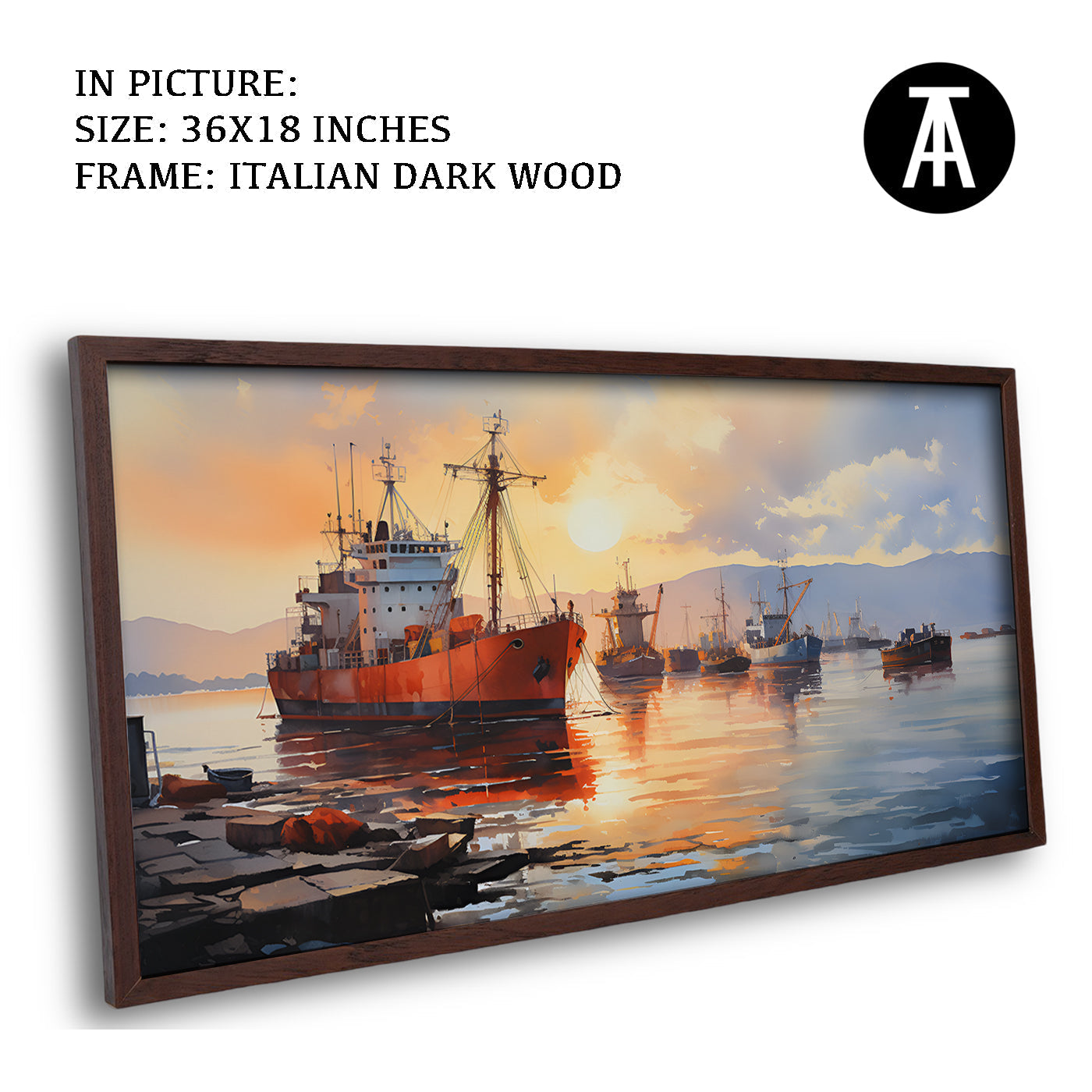 Artwork in Dark Wood Frame