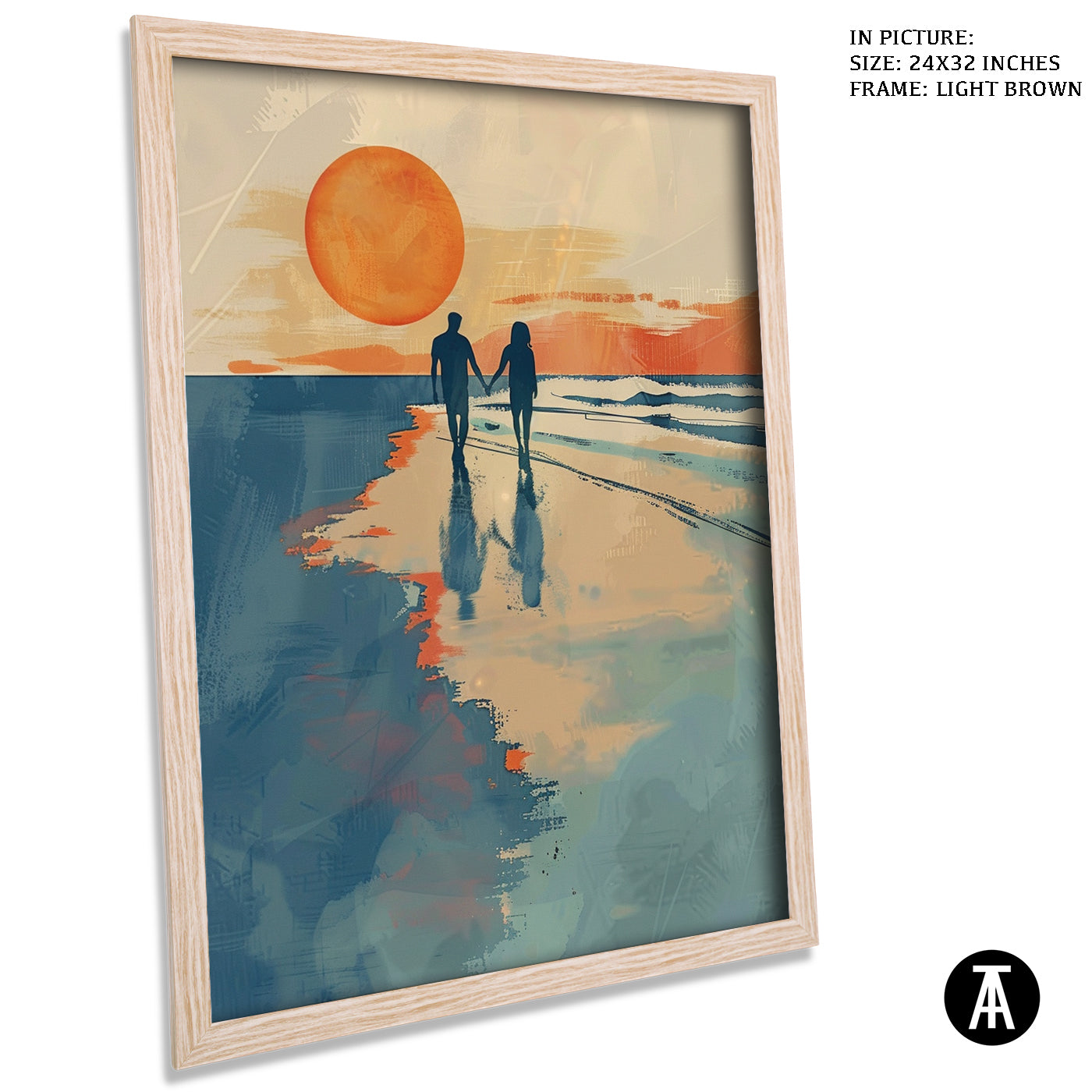 Artwork in Light Brown Frame
