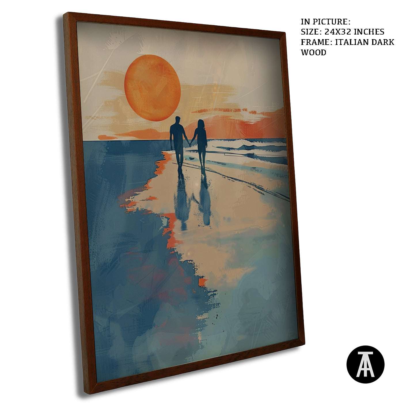 Artwork in Dark Wood Frame