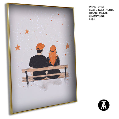 Artwork in Light Brown Frame